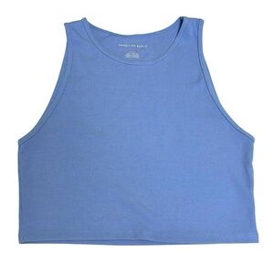 American Eagle Cropped High Neck Daily Fave Blue Tank M